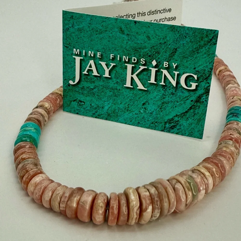 Jay King Mine Finds Argentina Rhodochrosite Turquoise Graduated Beaded Necklace